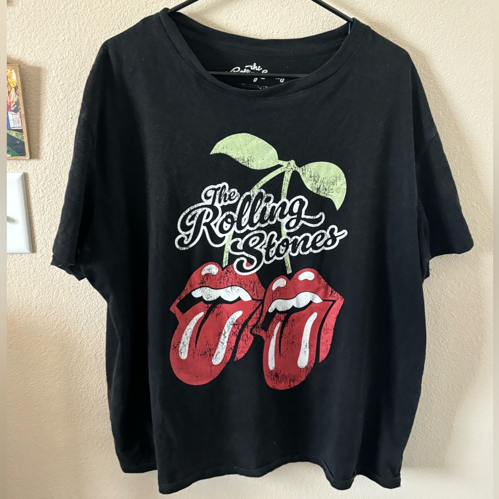 The Rolling Stones Black Tee with White Script